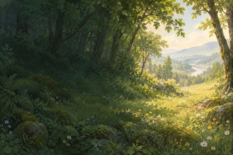 Soft woodland illustration from SproutBook's Today tab